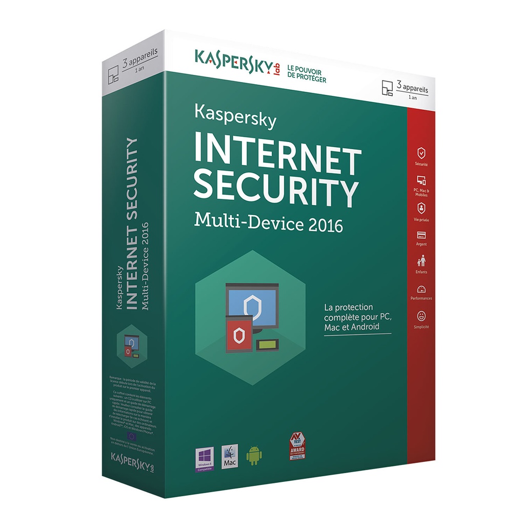 Kaspersky INTERNET SECURITY 2019 3 POSTES - 1 AN